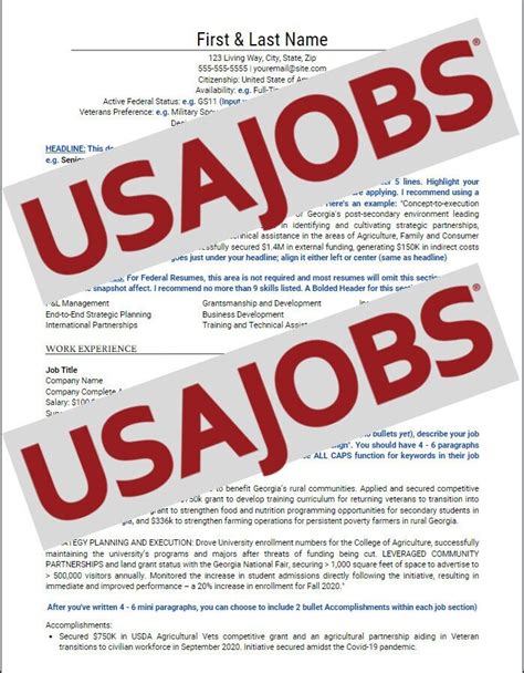 Usajobs Resume Template Federal Resume Government Military Transition