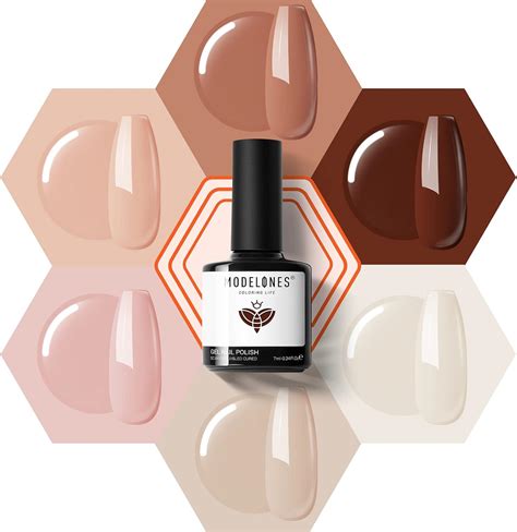 Modelones Gel Nail Polish 6 Colors Nude Gel Polish All Seasons Skin Tones Pink Neutral Brown