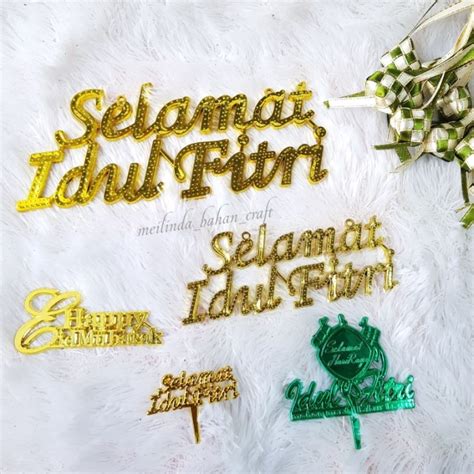 Jual Tulisan Selamat Idul Fitri Cake Toppers Hiasan Kue Lebaran Eid