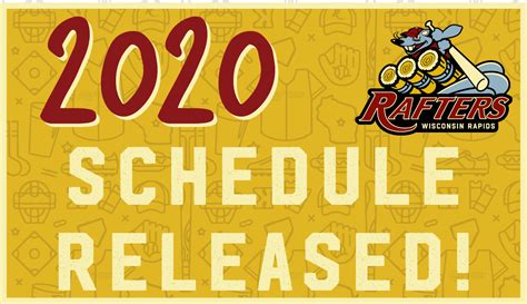 Rafters Announce 2020 Northwoods League Schedule - Wisconsin Rapids Rafters