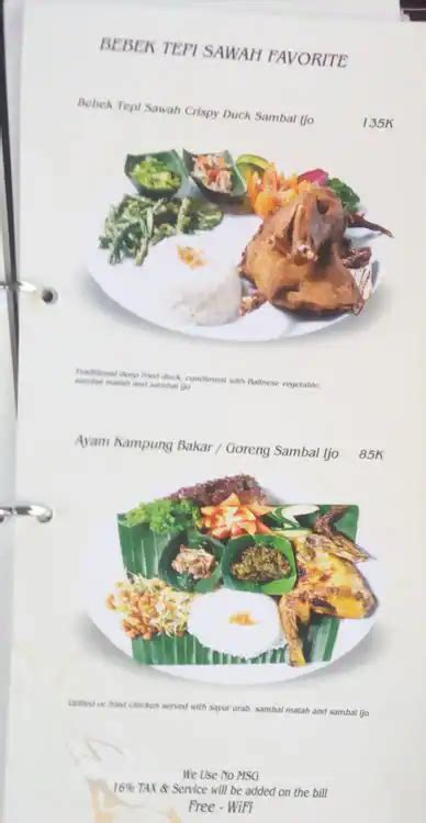 Menu At Bebek Tepi Sawah Restaurant Buleleng