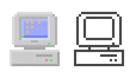 Retro computer icon. Vector illustration in pixel style. 20048856 ...