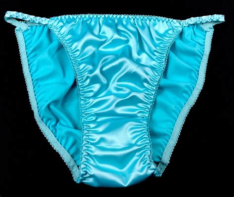 Satin String Bikini Panties Light Blue Etsy