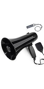 MyMealivos Megaphone with Siren Bullhorn 50 Watt Bullhorn Speaker with ...