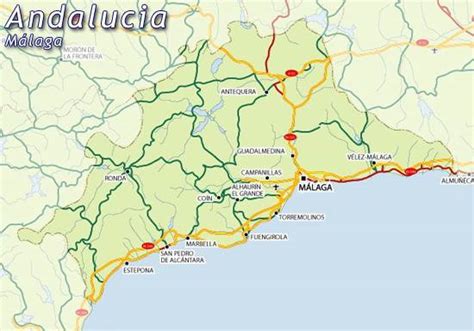 Malaga Tourism Map Region | Map of Spain Tourism Region and Topography