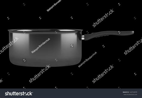 Single Black Cooking Pot Isolated On Black Background Stock Photo 142743979 : Shutterstock