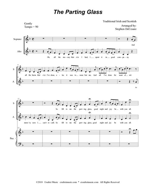 The Parting Glass For 2 Part Choir Sa By Traditional Sa Digital Sheet Music Sheet