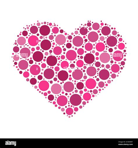 Heart Mosaic Of Pink Dots In Various Sizes And Shades Vector