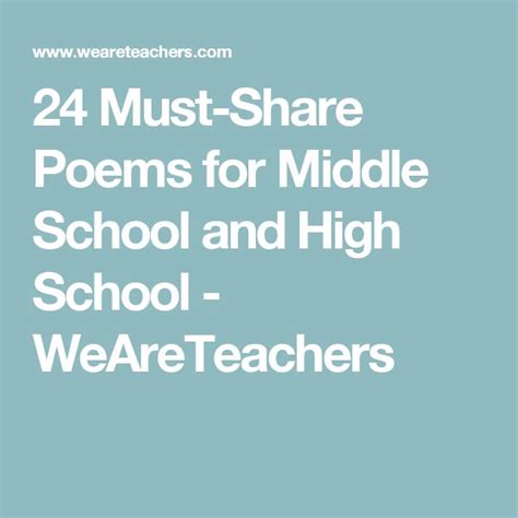 34 Must Share Poems For Middle School And High School Poems For