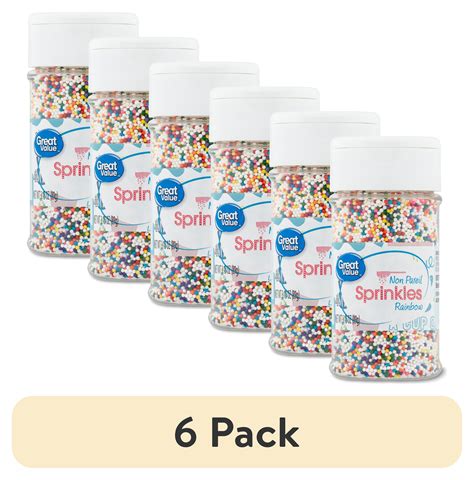 6 Pack Great Value Non Pareil Sprinkles Rainbow 3 15 Oz