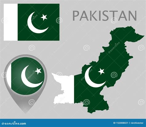 Bandera De Paquistán Mapa E Indicador Del Mapa Ilustración Del Vector