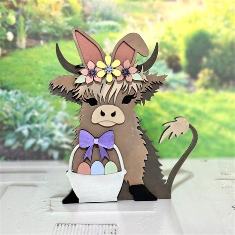 Easter Bunny Highland Cow Shelf Leaner – Glowforge Shop
