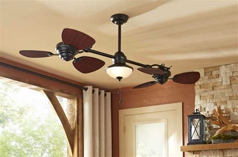 Twin Ceiling Fan With Light Double Fan Design 3 Blade Dark Brown ...