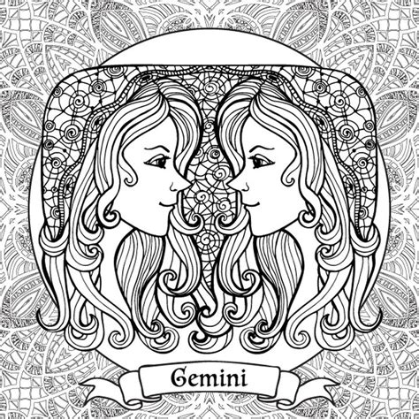 Gemini Hard Coloring Pages Of Zodiac Signs Coloring Pages Free