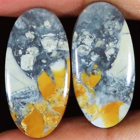 Cts Natural Maligano Jasper Pair Oval Cabochon Gemstone X X