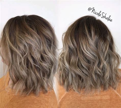 Shadow Root Smudge Root Balayage Warm Highlights Long Bob Lob