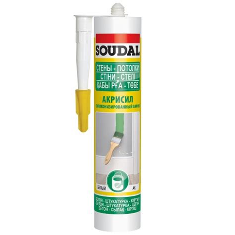 Герметик акриловый окрашиваемый SOUDAL СТЕНЫ ПОТОЛКИ белый 280 мл ...