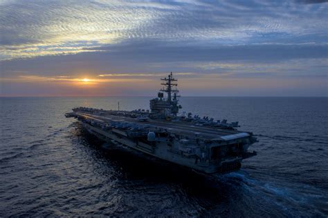 Uss Ronald Reagan Cvn 76 At Sunset Hd Wallpaper