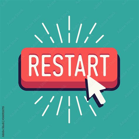 Cool Vector Restart Button With Cursor In Flat Design Ideal For Social