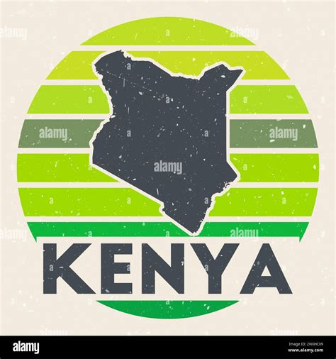 Kenya Logo Sign With The Map Of Country And Colored Stripes Vector