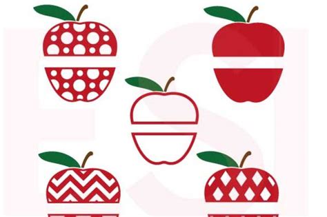 Apple Split Designs Set Teacher Svg Dxf Eps By Esi Designs