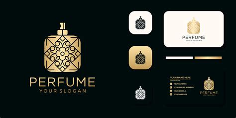 Luxury Perfume Logo With Bottle Design And Business Card Template