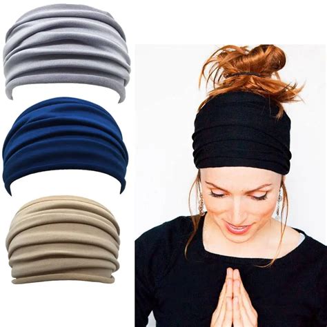 Fold Yoga Nonslip Headband Solid Color Stretch Hairband Elastic Running