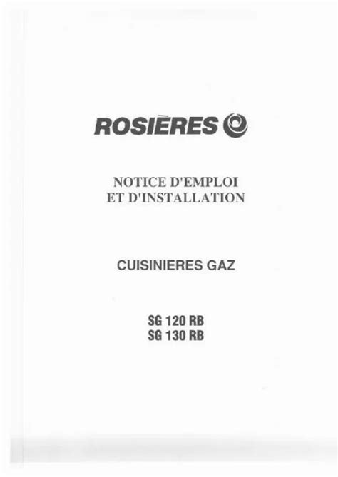 Notice ROSIERES SG 120 RB Trouver une solution à un problème ROSIERES