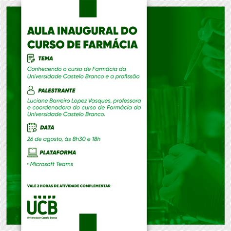 Apresentação do curso de Farmácia — Universidade Castelo Branco