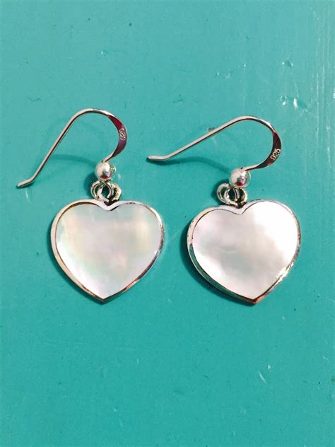 Mother Of Pearl Fancy Heart Drop Earrings Sterling Silver