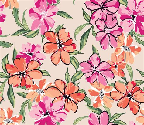 Floral Pattern In Hand Drawn Style For Fashion Fabric And All Prints