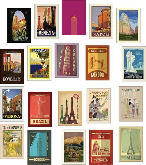 Retro/Vintage Travel Postcards - Set of 20 Different Designs : Amazon ...