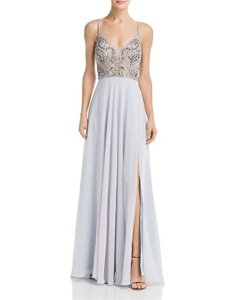 Aqua Embellished Chiffon Gown 100 Exclusive Women Bloomingdales