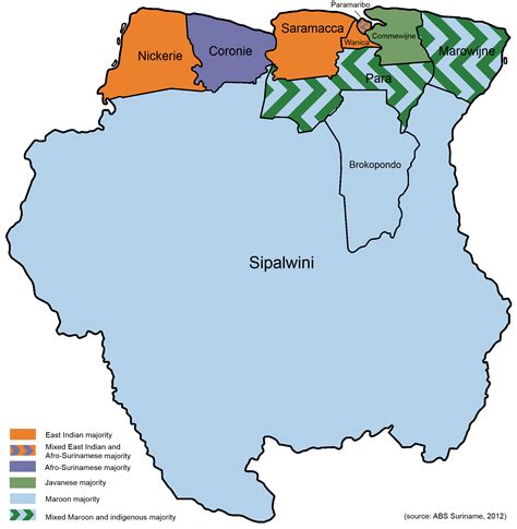 Approximate ethnic map of Suriname [2000 × 2047] : MapPorn