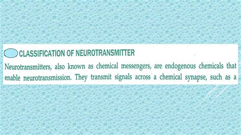 SOLUTION: Classification of neurotransmitters - Studypool