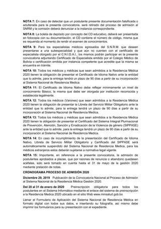 Convocatoria Residencia Medica Bolivia Oficial Pdf