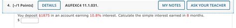 Solved 4 1 Points DETAILS AUFEXC4 11 1 031 MY NOTES Chegg