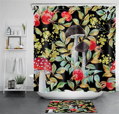 Nature Inspired Bathroom Bliss Watercolor Forest Shower Curtain Set