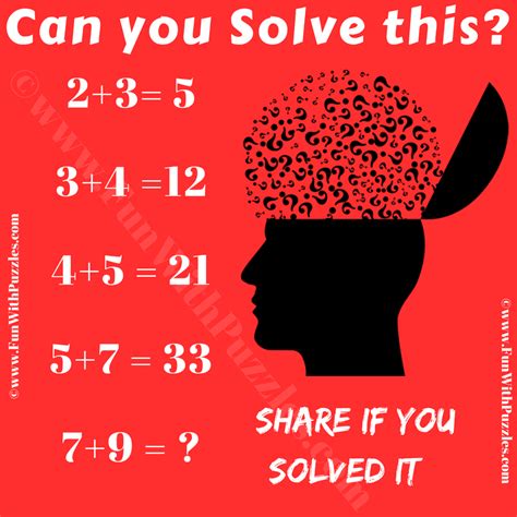 Fun Maths Reasoning Brain Teaser For Adults With An Answer