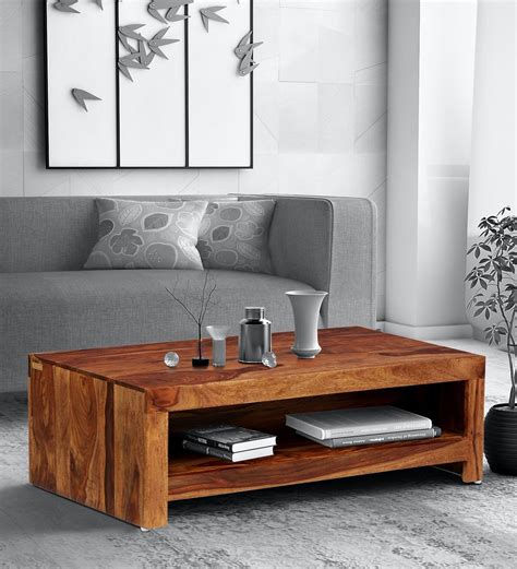 Buy Acropolis Solid Wood Coffee Table In Rustic Teak Finish By