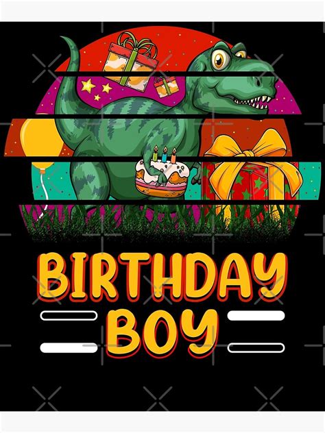 Póster CUMPLEAÑOS NIÑO Dinosaurio T Rex Funny Coll Diseño de camiseta