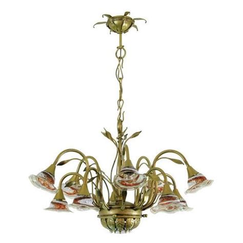 Casa Padrino Baroque Wrought Iron Chandelier 10 Burner Glass Hanging