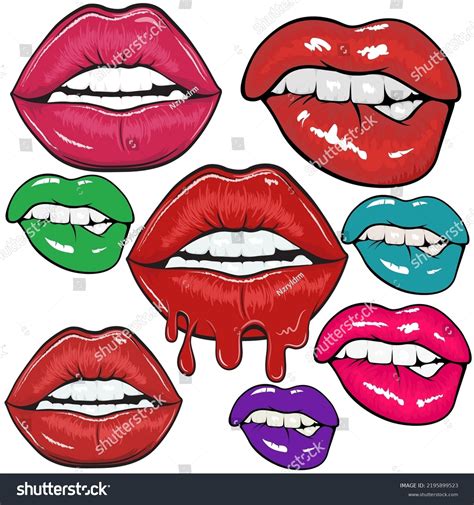 Red Female Lips Vectors Sexy Female เวกเตอร์สต็อก ปลอดค่าลิขสิทธิ์