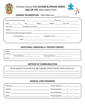 Fillable Online Vial Of Life Form Vial Of Life Project Fax Email