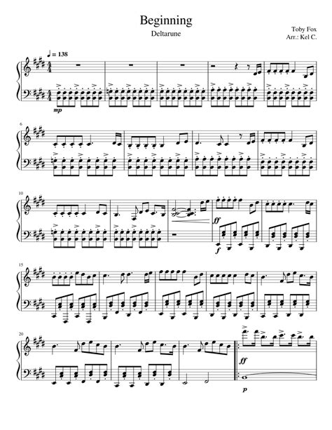 Beginning Deltarune Sheet Music For Piano Solo