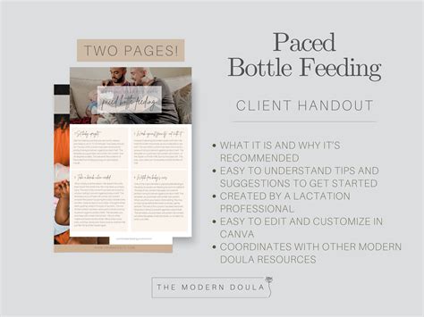 Paced Bottle Feeding Doula Handout, Lactation Consultant Handouts