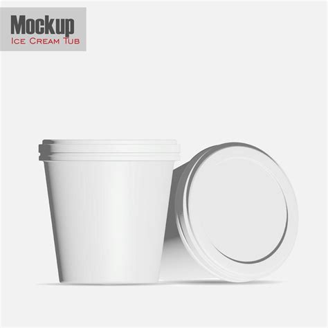 Round Glossy Ice Cream Cup Photo Realistic Packaging Mockup Template With Sample Design 3d