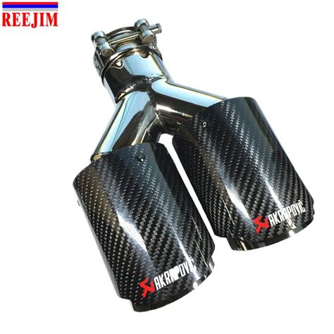 1PCS Dual AKRAPOVIC Carbon Fiber Stainless Steel Exhaust Tip Exhaust