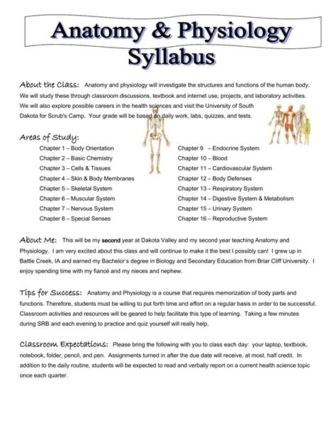 Human Anatomy & Physiology Syllabus