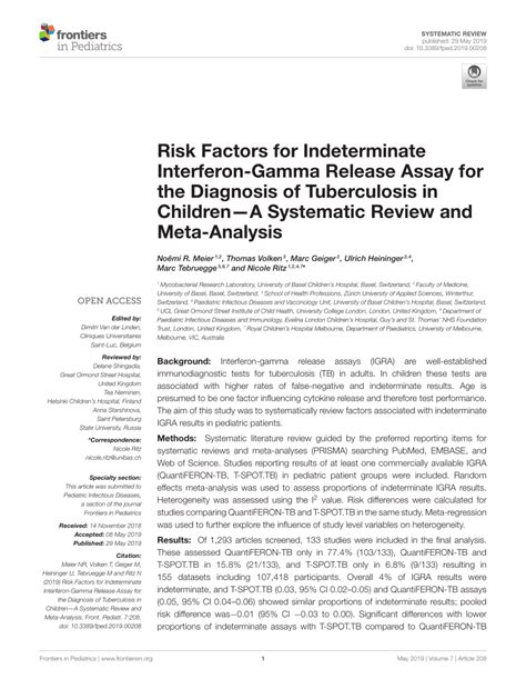 Pdf Risk Factors For Indeterminate Interferon Gamma Release Assay For